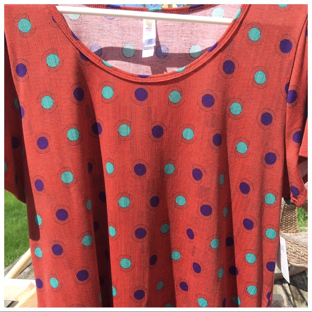 NWT Lularoe 2XL Classic Tee burnt orange polka dot